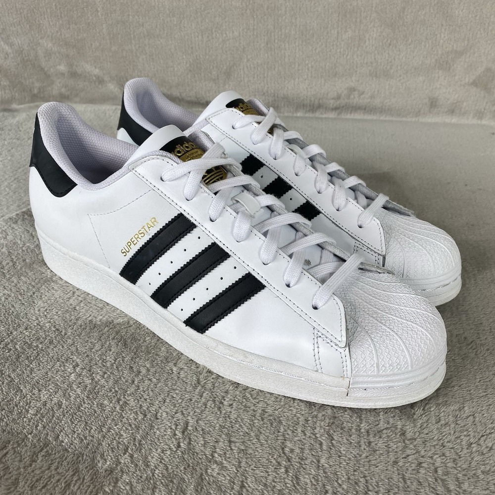adidas Superstar Mens Shoes Size 13 White Black Leather Tennis EG4958 NEW